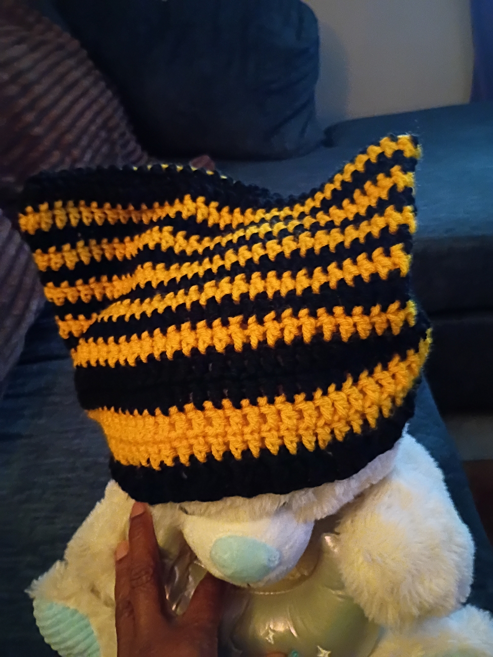 Handmade Crochet Beanie - Yellow and Black